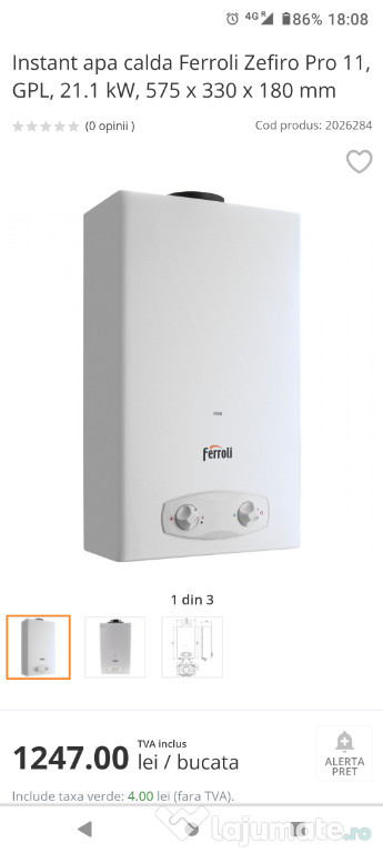 Boiler Instant apa calda gpl ferroli