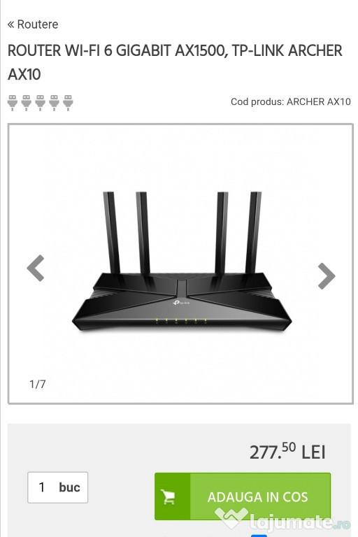 Vand Tp-link Archer AX10 ,Router Wi-fi 6 Ax1500