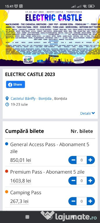 2 bilete la Electric Castle