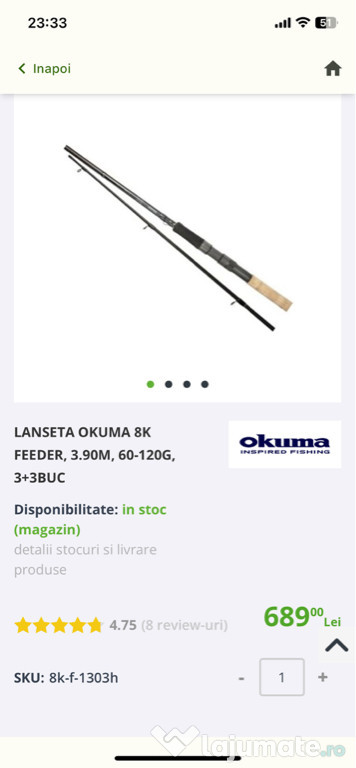 Lanseta Okuma 8k Feeder 3,90 60-120g