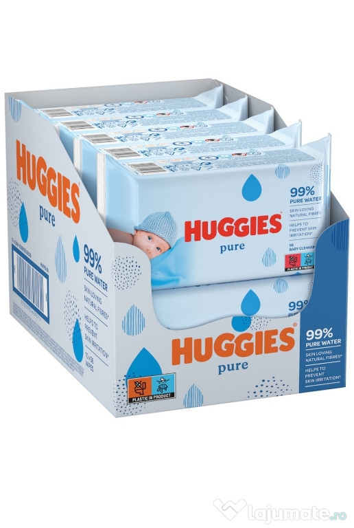 Pachet promo: Servetele umede Huggies Pure, 10 pachete x 56, 560 buc