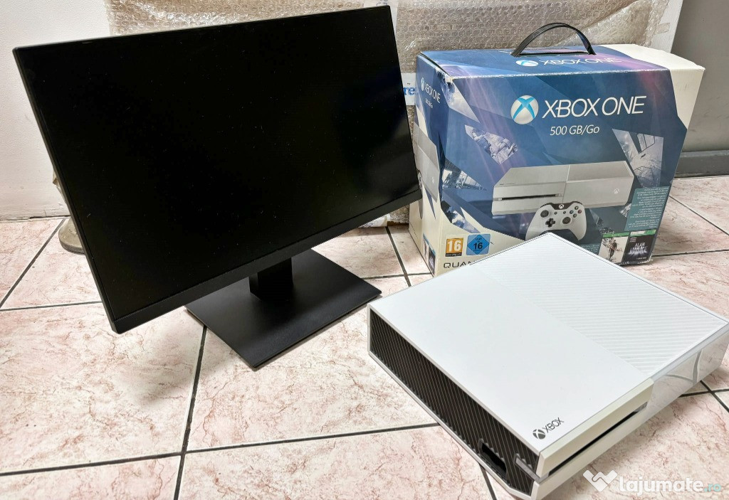 Consola Xbox One resigilata + monitor 55cm + 4 jocuri, garantie