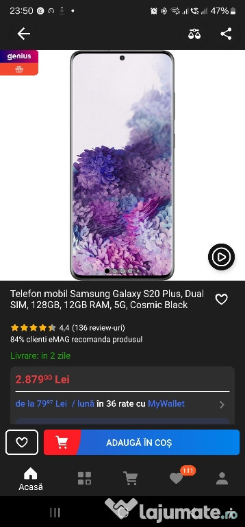 Vând SAMSUNG Galaxy S20 Plus, 5G, nou în garanție