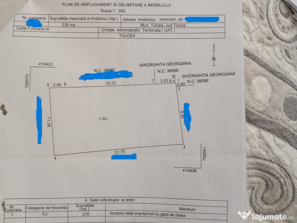 ZONA PACII-TEREN INTRAVILAN 235 MP, DESCHIDERE 22ML.