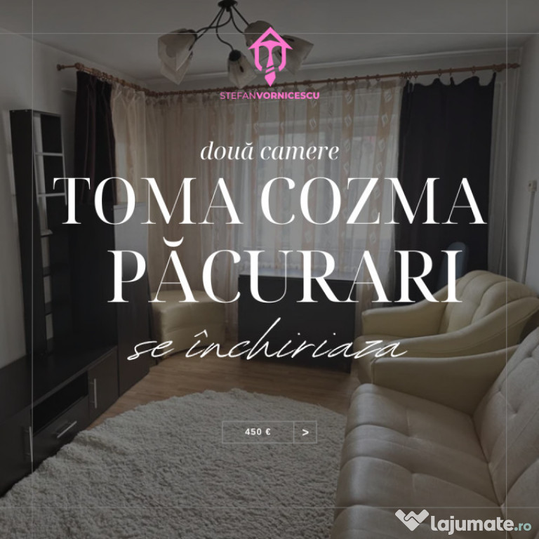 Se închiriază: apartament cu 2 camere D Păcurari