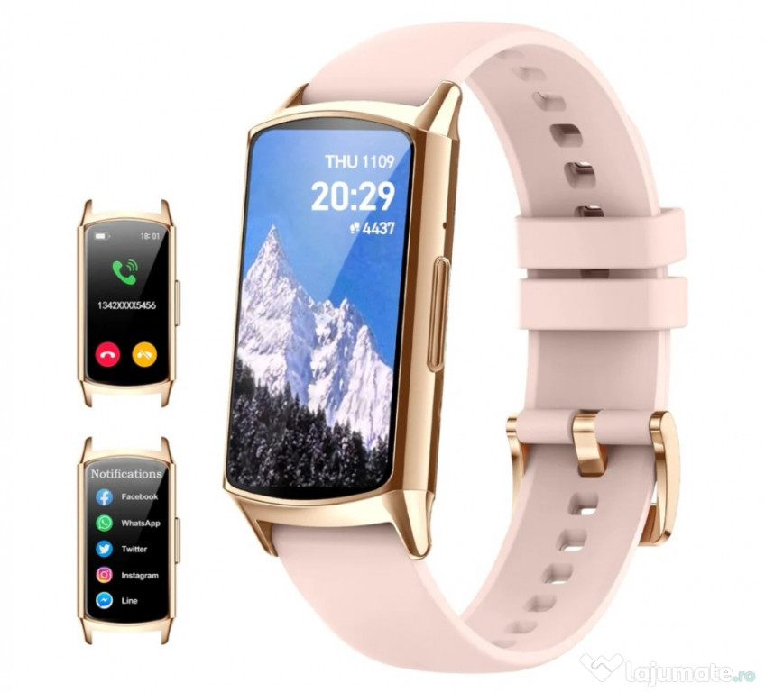 Smartwatch woman pink ceas femei WhatsApp telefon