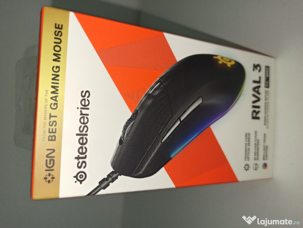 Mouse gaming SteelSeries Rival 3, Negru sigilat