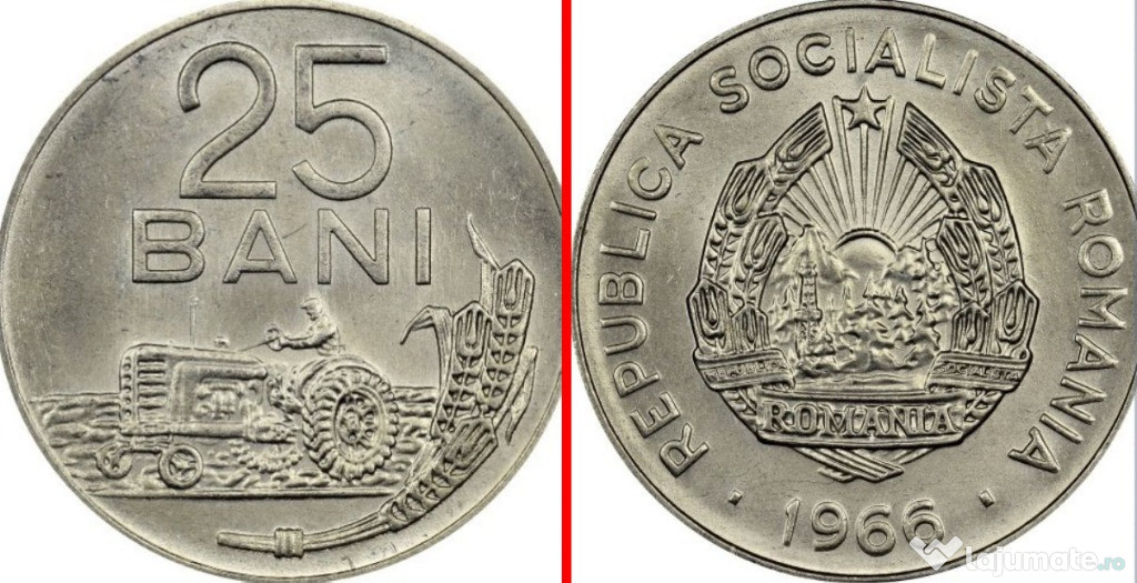 Moneda 25 Bani Republica Socialista Romania 1966