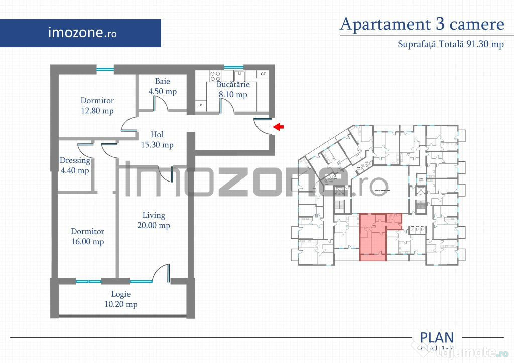 Apartament 3 Camere | 91 mp | Bloc Nou | Metrou Pacii / P...