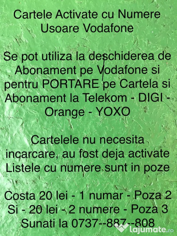 Cartela Activata_Portare Prepaid+Postpaid_Vodafone-Telekom-Orange-Digi