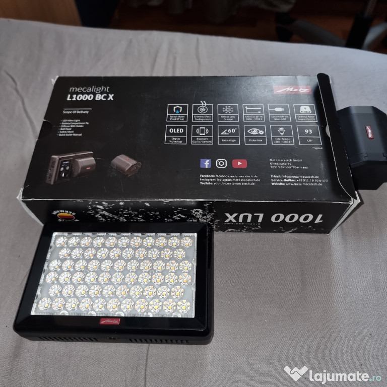 Lampă led camera foto video 1000 Lux, 2800-5700 k