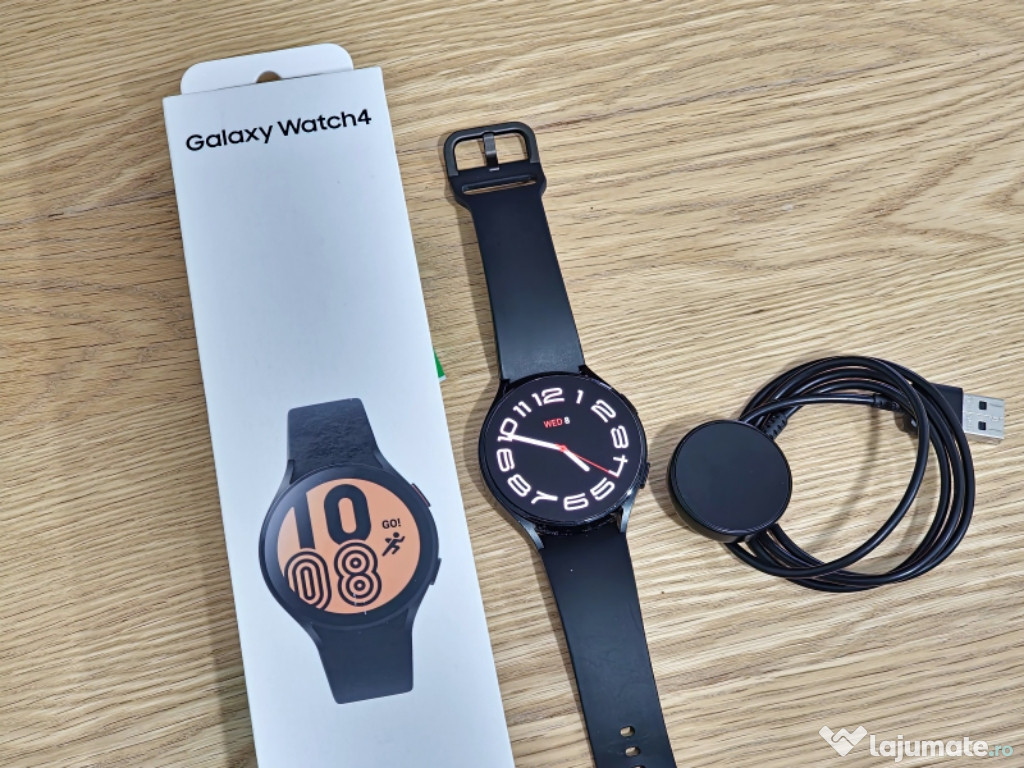 Ceas smartwatch Samsung Galaxy Watch 4, 44mm, eSIM,negru + curea cadou