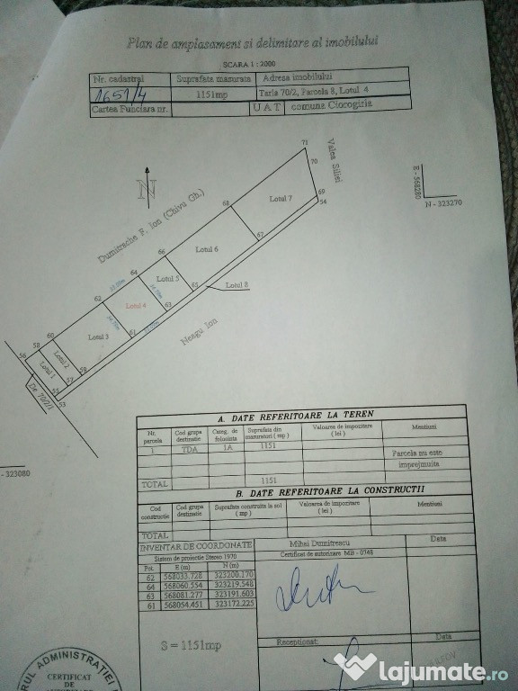 Teren - com. Ciorogarla 1151mp