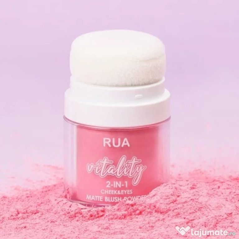 Fard de Obraz Mat, RUA, Vitality Blush, cu Burete Aplicator, 02, 8 g