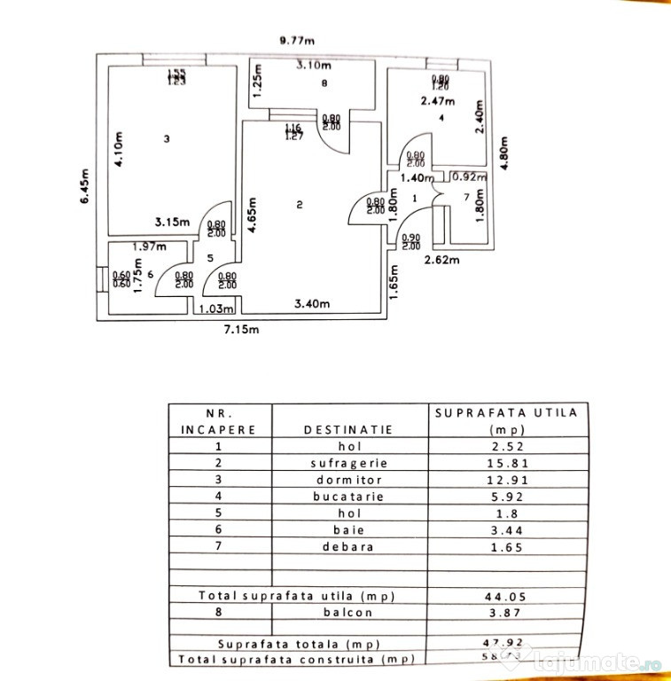 Apartament 2 camere Fetești langa Piata Mare