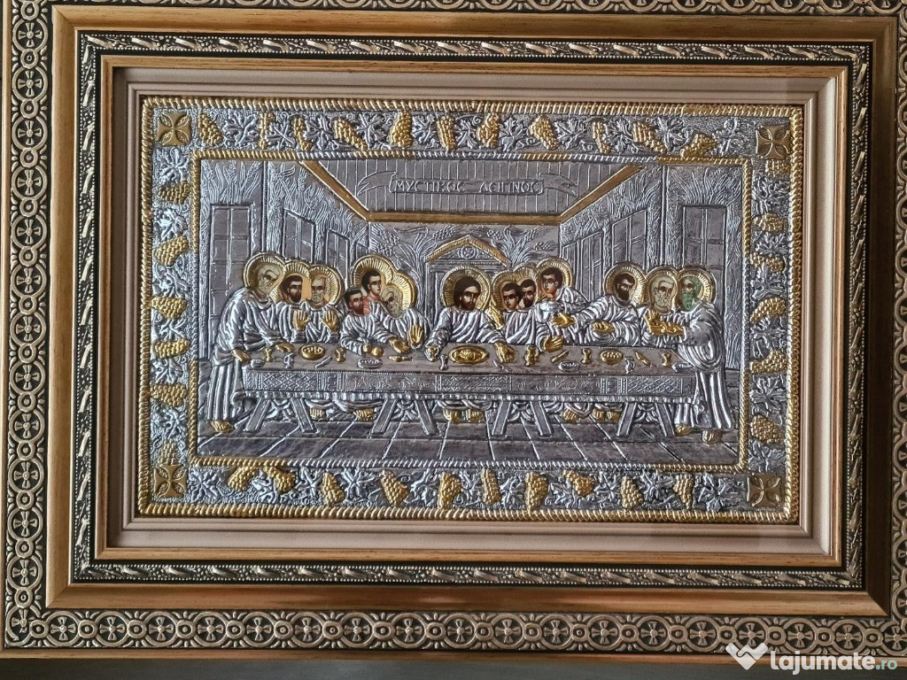 Icoana Cina Cea De Taina Argintata Relief 3 D