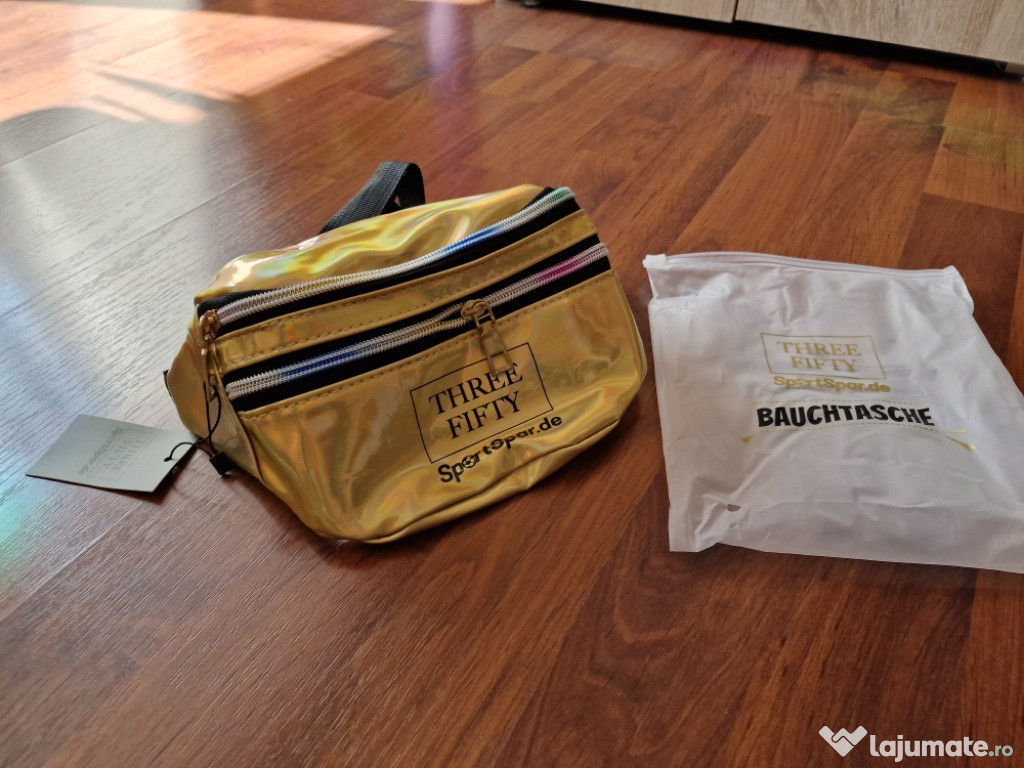 Borseta aurie waist bag colectia THREE FIFTY, noua, sigilata