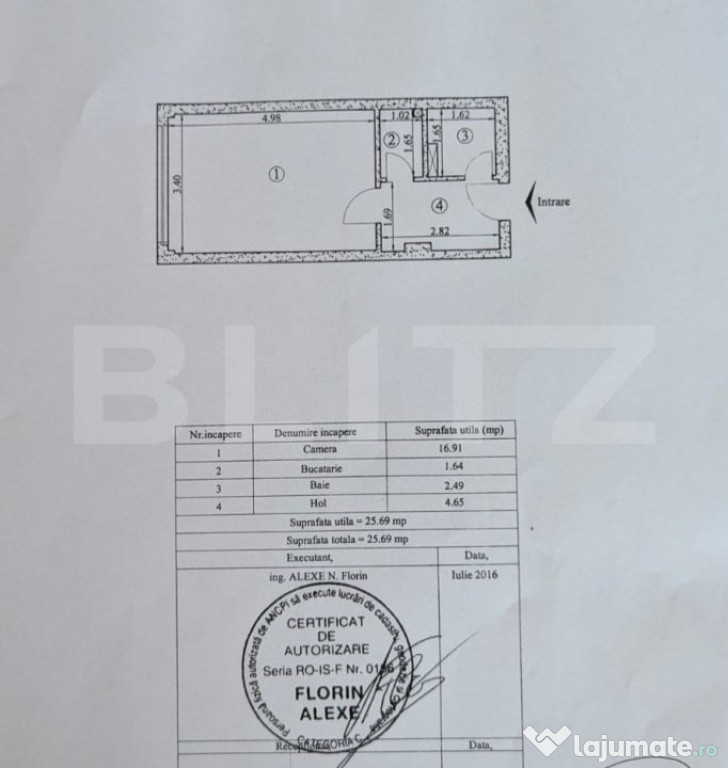 Apartament 1 cam, 25,6 MP, zona gara Internationala