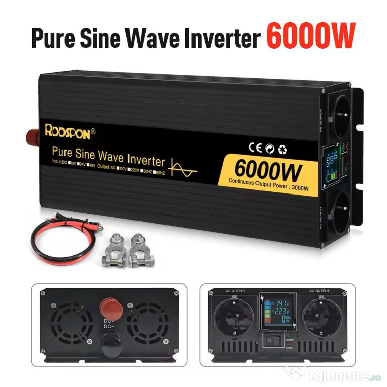 Invertor off grid 48V 6000W unda sinus pura sigilat + miniinvertor 48