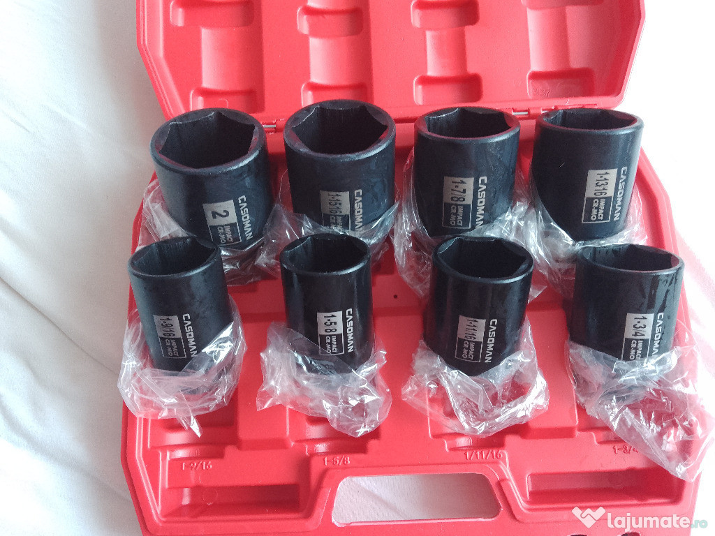 Heavy Duty CASOMAN 8buc 1/2" cu impact de adâncime, SAE, 1-9/16" la 2"