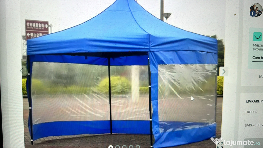Cort 3x3 pliabil cu pereți transparenți