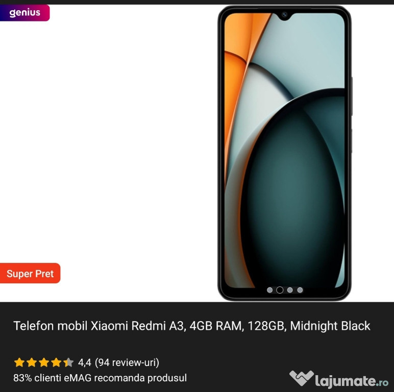 Xiaomi redmi A3 4gbram 128gb memorie, nou, sigilat cu garantie