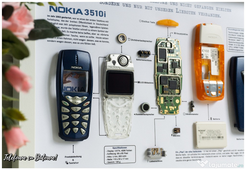 Tablou Nokia - cu text in Limba Germana ( inramez si nokia 8800 6310i