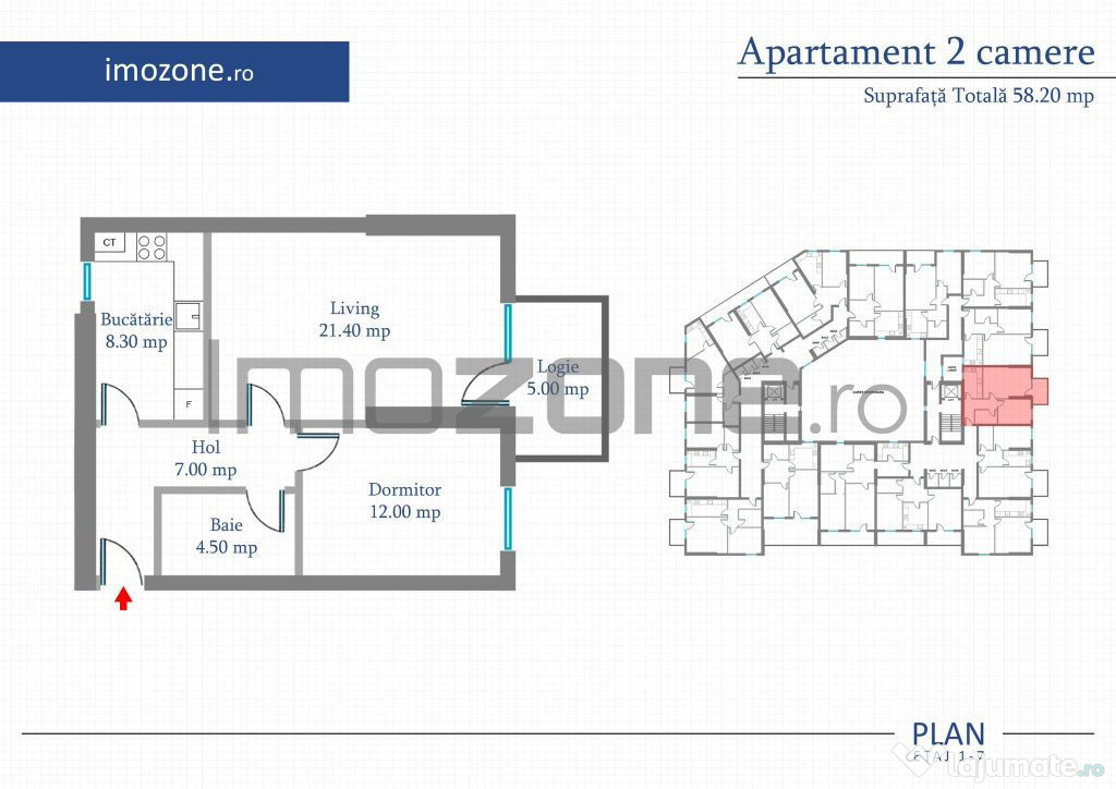 2 camere, 58 mp, Luna IUNIE vine cu -10% REDUCERE