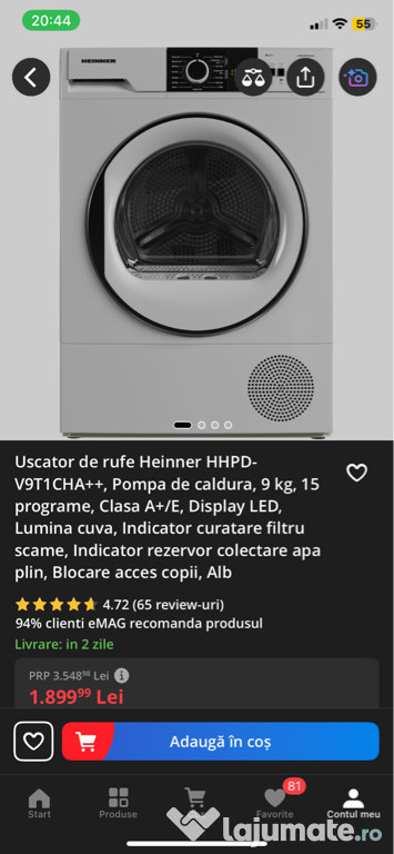 Vand uscator de rufe Heinner NOU