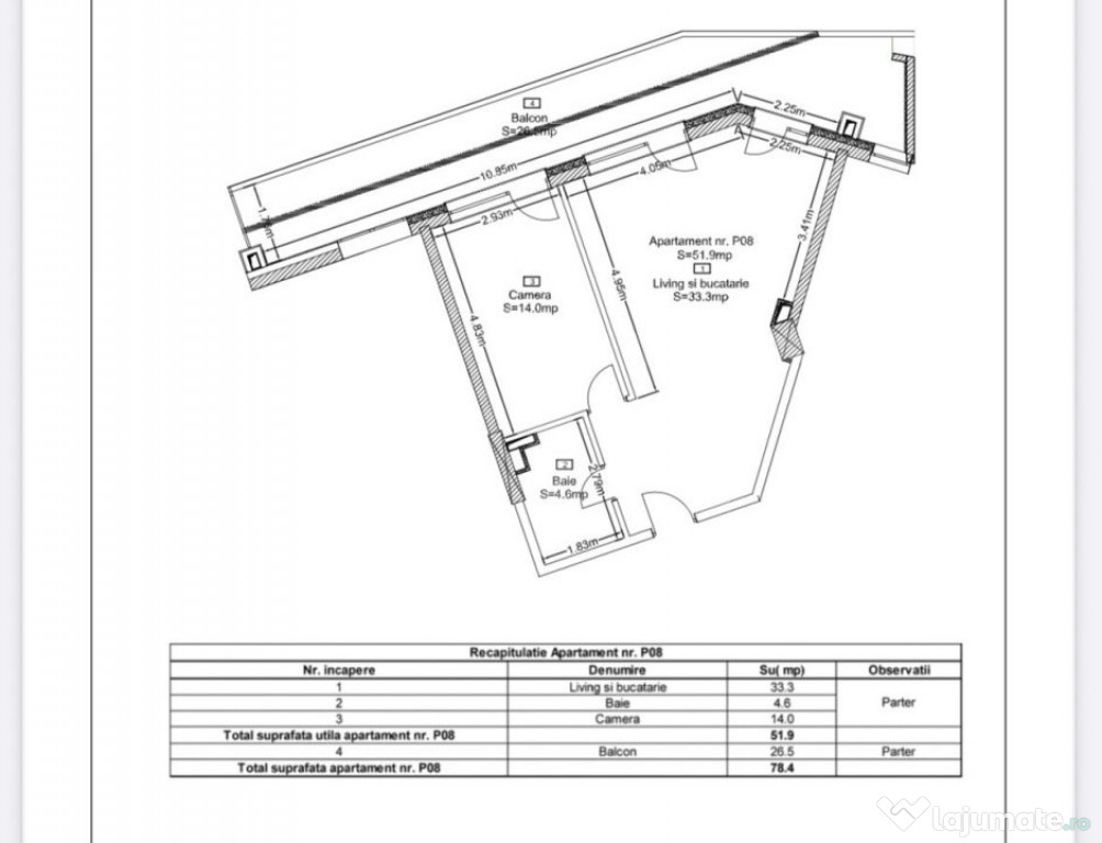 Apartament cu 2 camere, 51,9,mp, Ansamblu Rezidential, Zoril