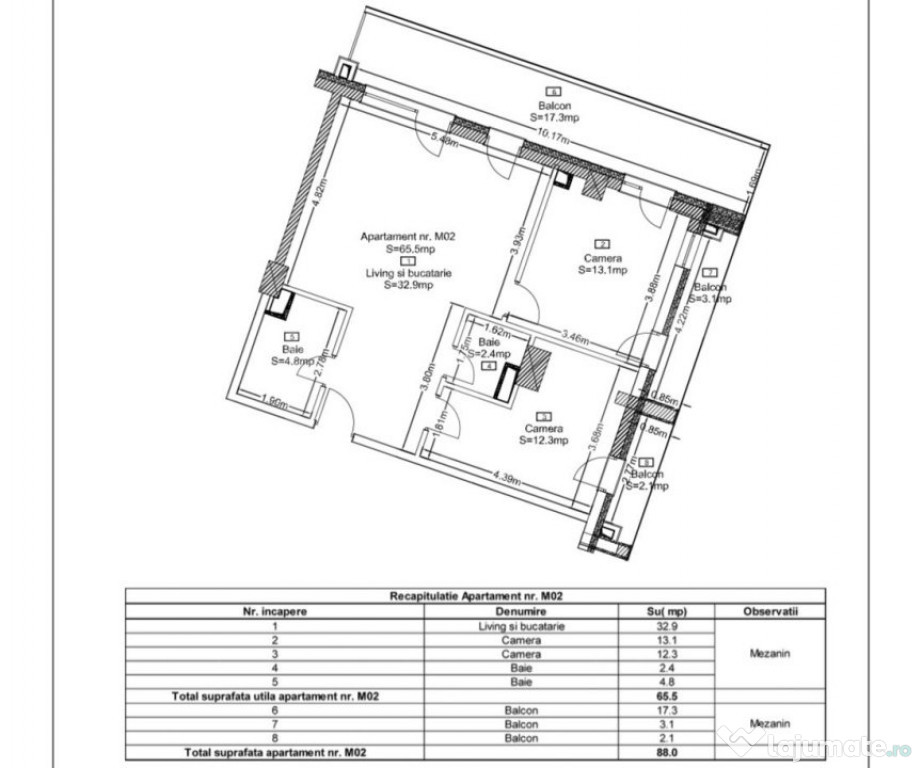 Apartament cu 3 camere, 65,5 mp, Ansamblu Rezidential, Zoril