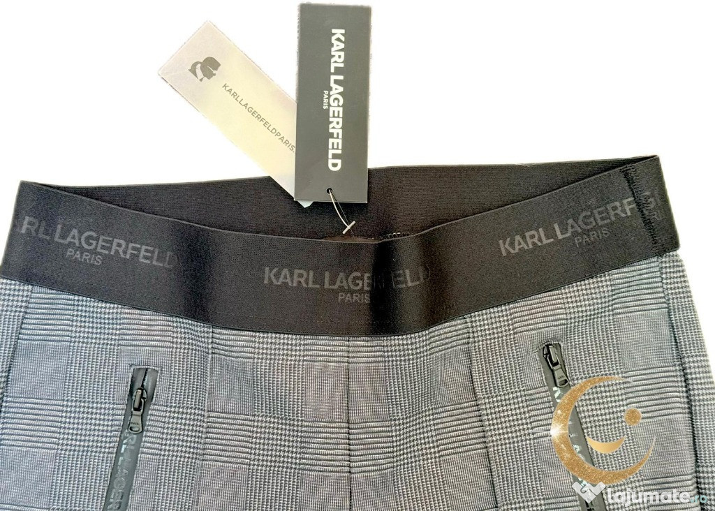 Karl Lagerfeld Paris Women's Tailored Black Trousers High-Waist Slim F