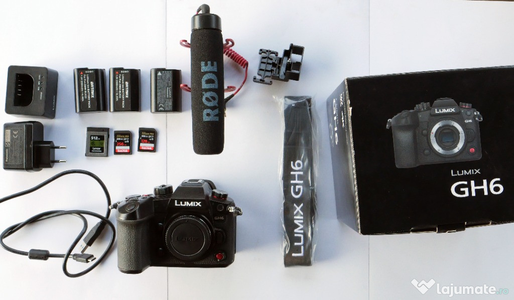 Panasonic GH6 (Body) microfon, 3 baterii, carduri. Stare impecabila