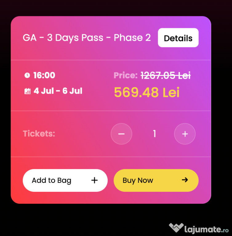2 x festival pass Never Sea Kapital 4-6 iulie