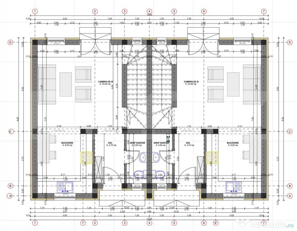 Duplex de vanzare in Sanandrei, 3 camere P+E 73mp utili 310m