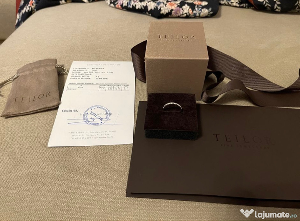Inel TEILOR aur alb de 14K cu diamante de 0.17ct