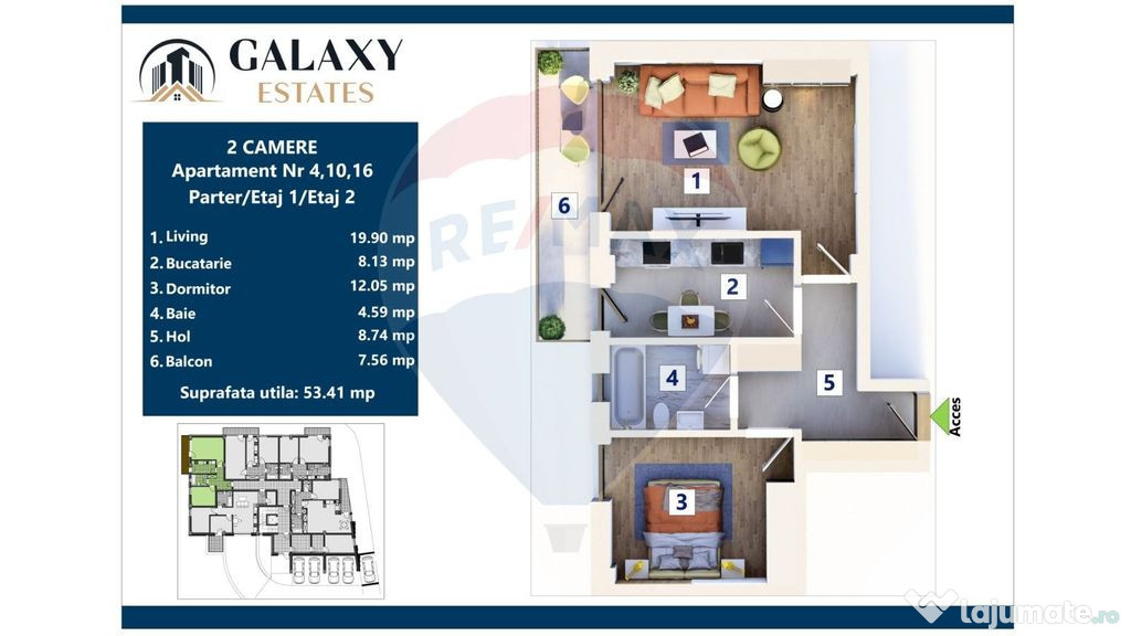 COMISION 0% Apartament 2 camere/ Tractorul / Galaxy Estate