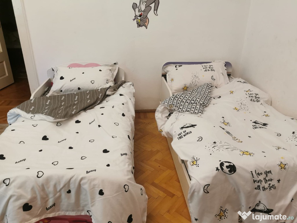 Pat copii cu Hello Kitty /Fulger Mc Queen 160x80cm