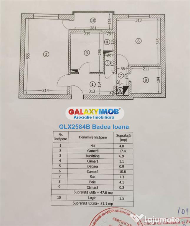 Apartament 2 camere et 2 - bloc 1985 - str. Aurel Botea - Mi