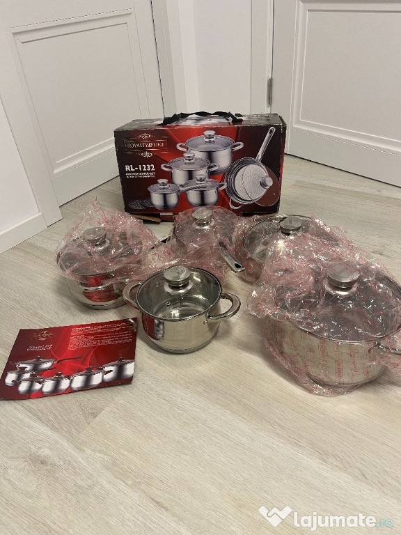 Set oale si tigaie inox 12 piese Royalty Line RL 1232