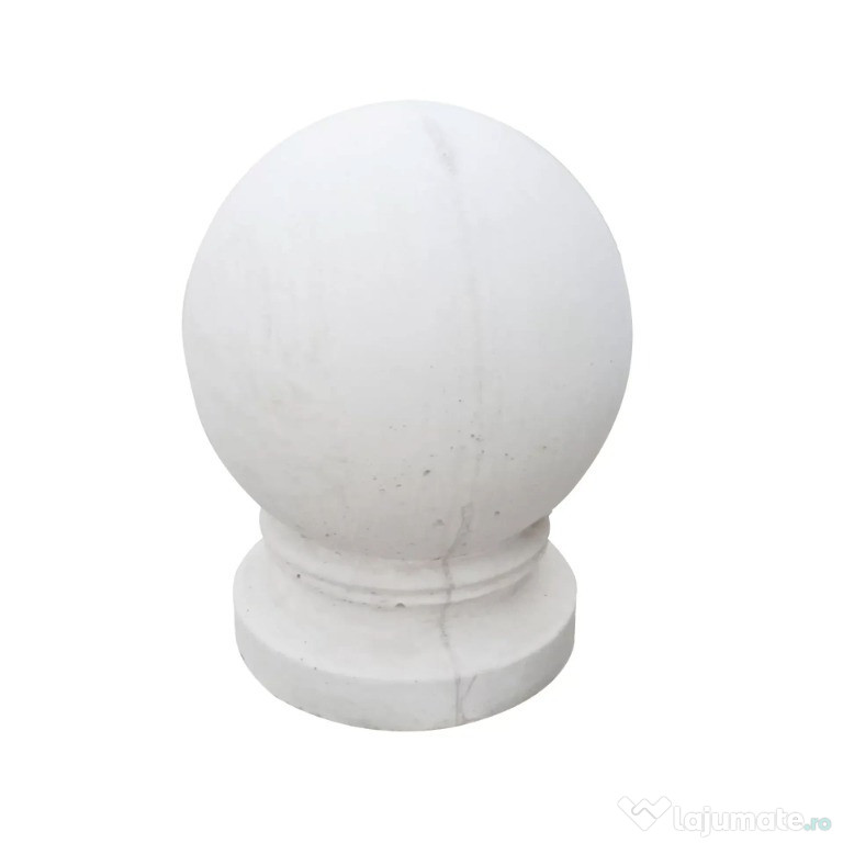 Bolard alb din beton rotund neted cu picior – 35 cm