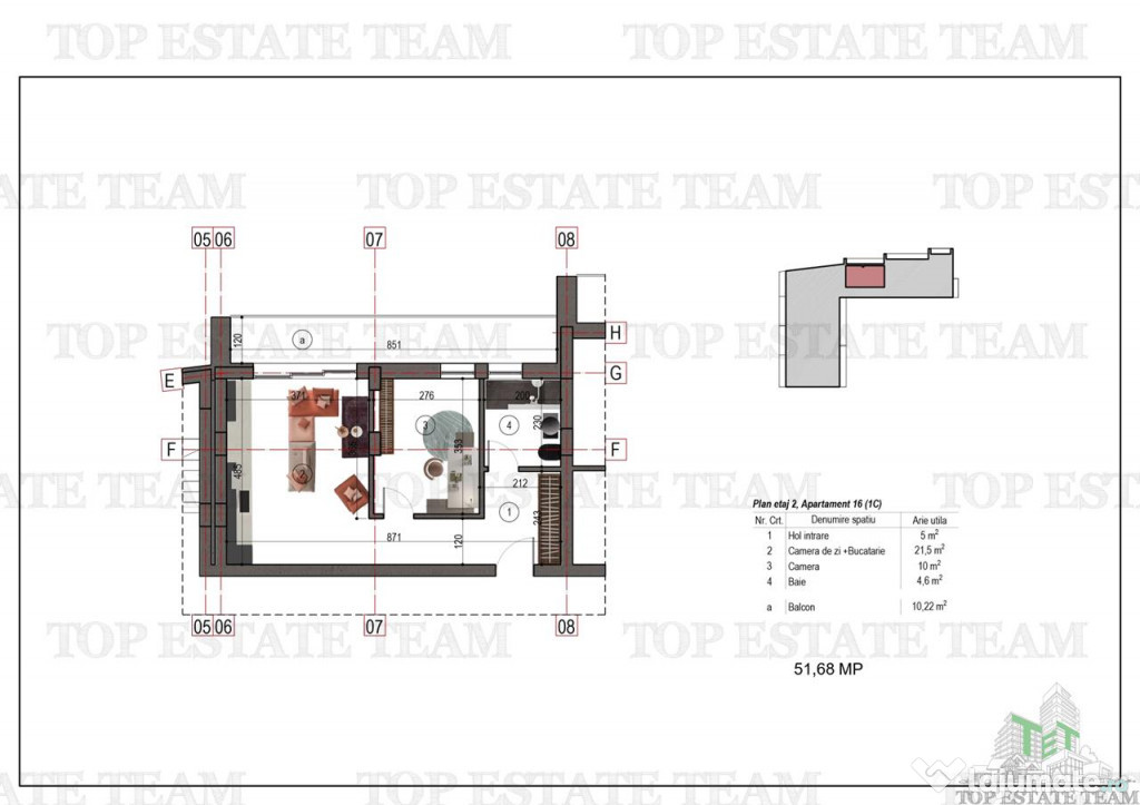 Apartament tip studio bloc nou metrou 1 Decembrie 1918