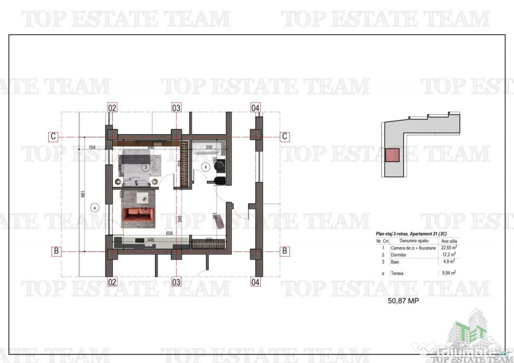 Apartament tip studio bloc nou metrou 1 Decembrie 1918