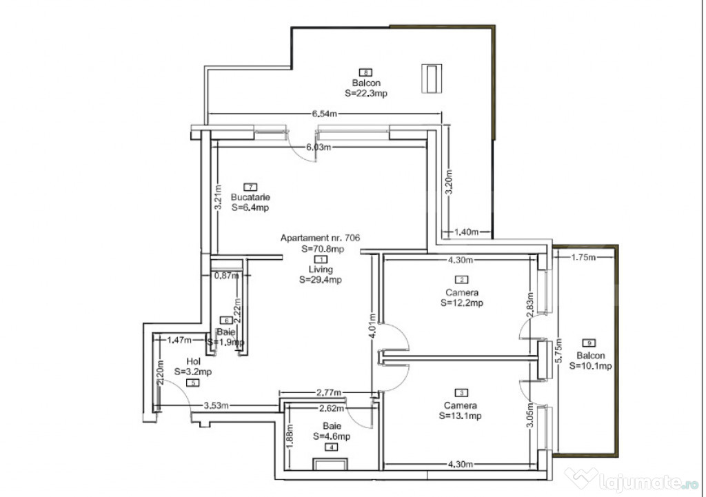 Apartament spațioas cu 3 camere, în bloc nou, cu vedere pa