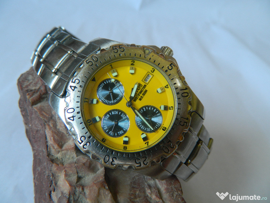 Ceas barbatesc LOTUS , cadran galben , multifunction