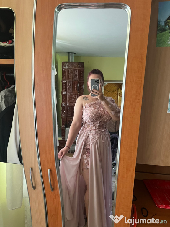 Rochie elegantă roz pudrat - mărimea 42