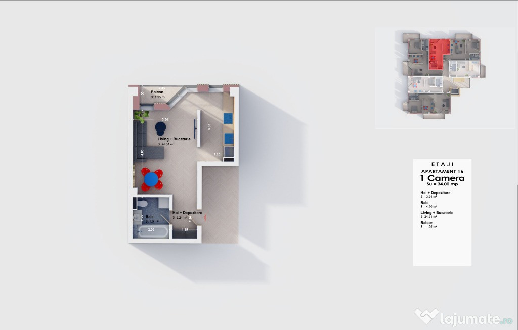 Apartament 1 cam nou 34 mp | Comision 0% - 1250 m2 - Pret promo Visani