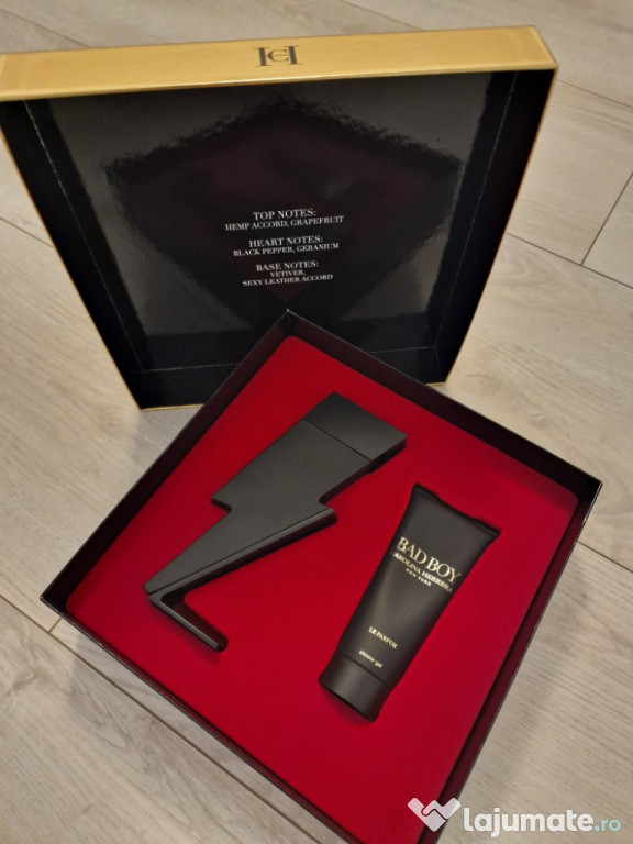 Set Carolina Herrera Bad Boy (100ml parfum + gel duș 100ml)