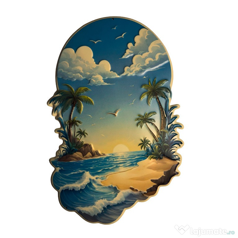 Tropical Sunset Beach – Retro Metal Wall Art