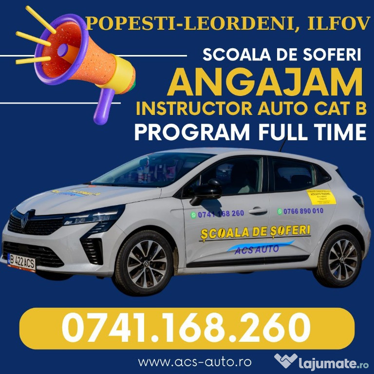Angajam instructor auto cat b